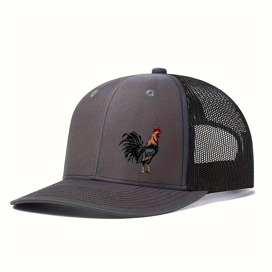 Breathable Mesh Baseball Cap with Vibrant Rooster Print Adjustable Snapback Perfect