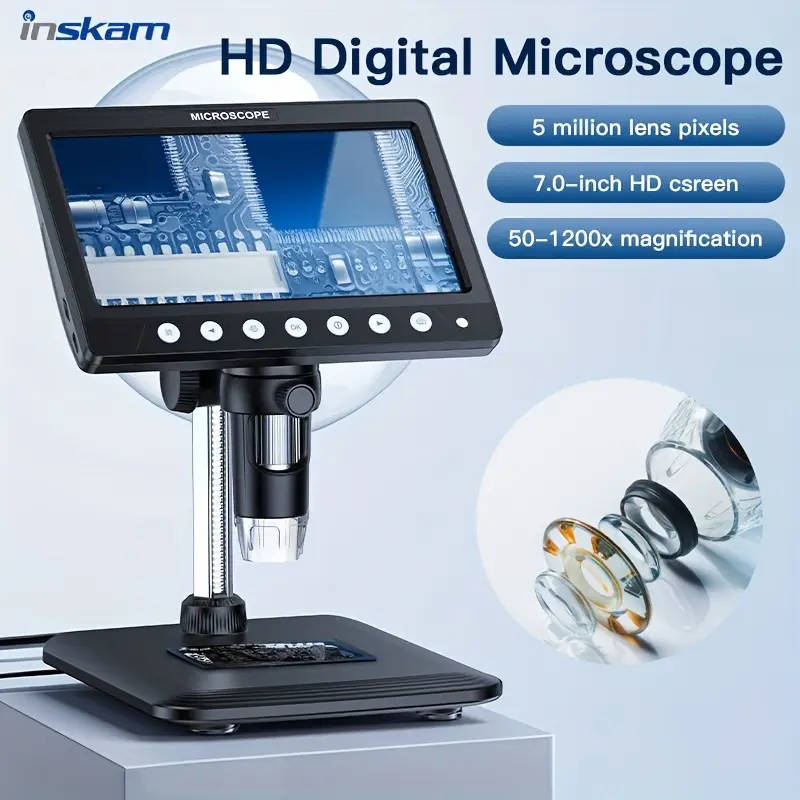 Upgraded 7" Inskam Professional Digital Microscope with 50-1200X Magnification