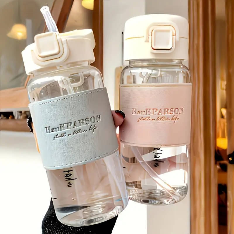 1pc 500ml BPA-Free Plastic Water Bottle with Straw Flip LAid Leakproof Durable for Outdoor Sports Fi