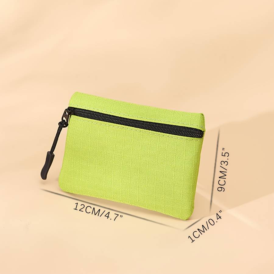 1pc New Mini Multi-Color Oxford Cloth Coin Purse with Solid Color Mesh Zipper Portable for Student