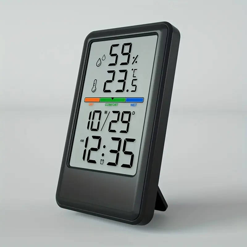 1pc Digital Hygrometer Thermometer Alarm Clock High Precision LCD Climate Indicator With Calibration