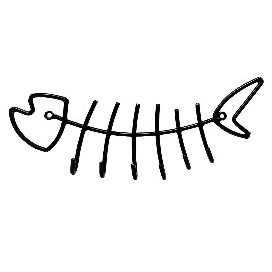 Unique Metal Fishbone Key Hook Decorative Fishbone Wall Mounted Towel Rack Fashionable Clothes and