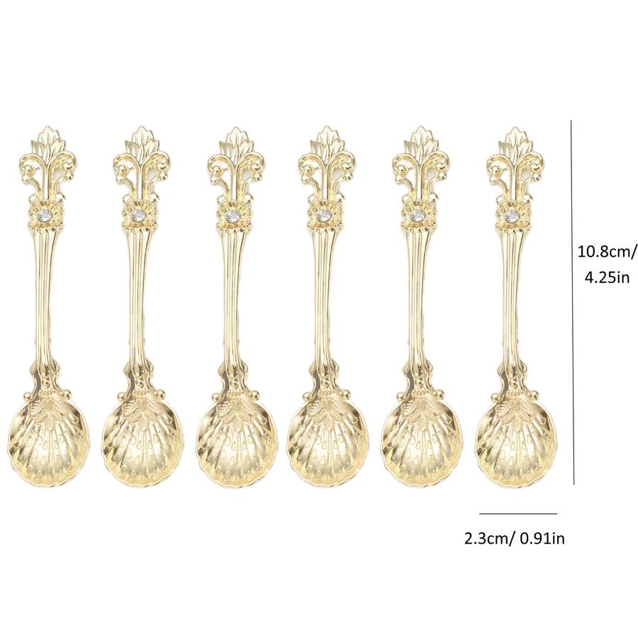 6pcs Elegant Baroque-style Gold-plated Teaspoon With Gorgeous Floral Design Eid Al-Adha Mubara