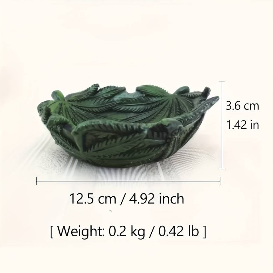 1pc Green Leaf Ashtray Resin Material Key Bowl Desk Storage Box Home Decoration Retro Styl