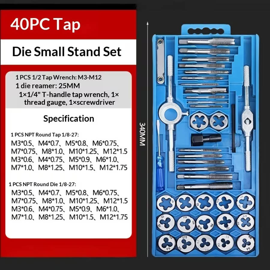 40pcs M3-M12 Tap And Die Set