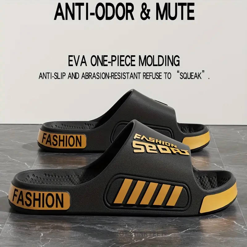 A Pair Of Unisex Stylish Sports Slippers In Black 6.5-7