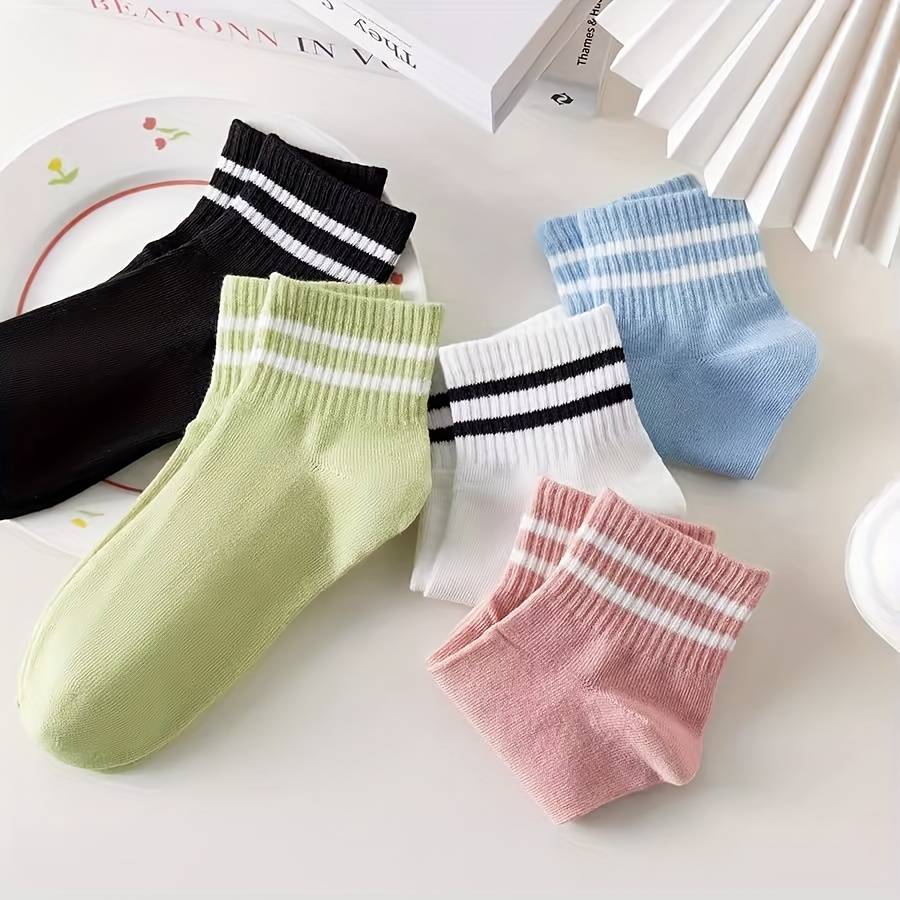 5 Pairs Multicolor Asian One Size High Elastic Socks