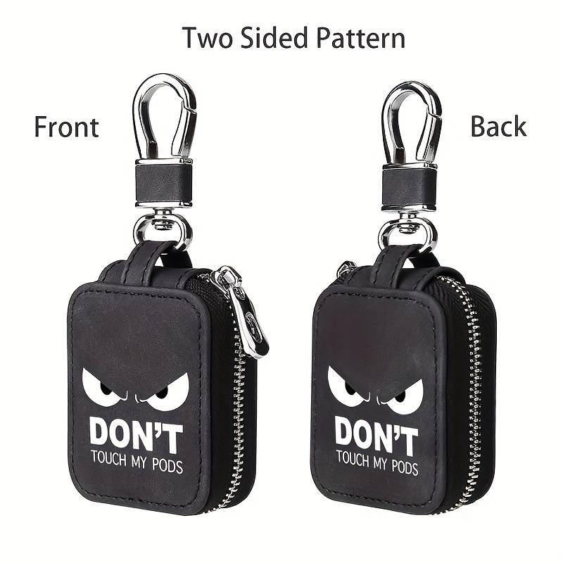 1pc Fun Hands Off My Pods Text Earbud Carrying Case Small Size Compatible with AirPods Made of