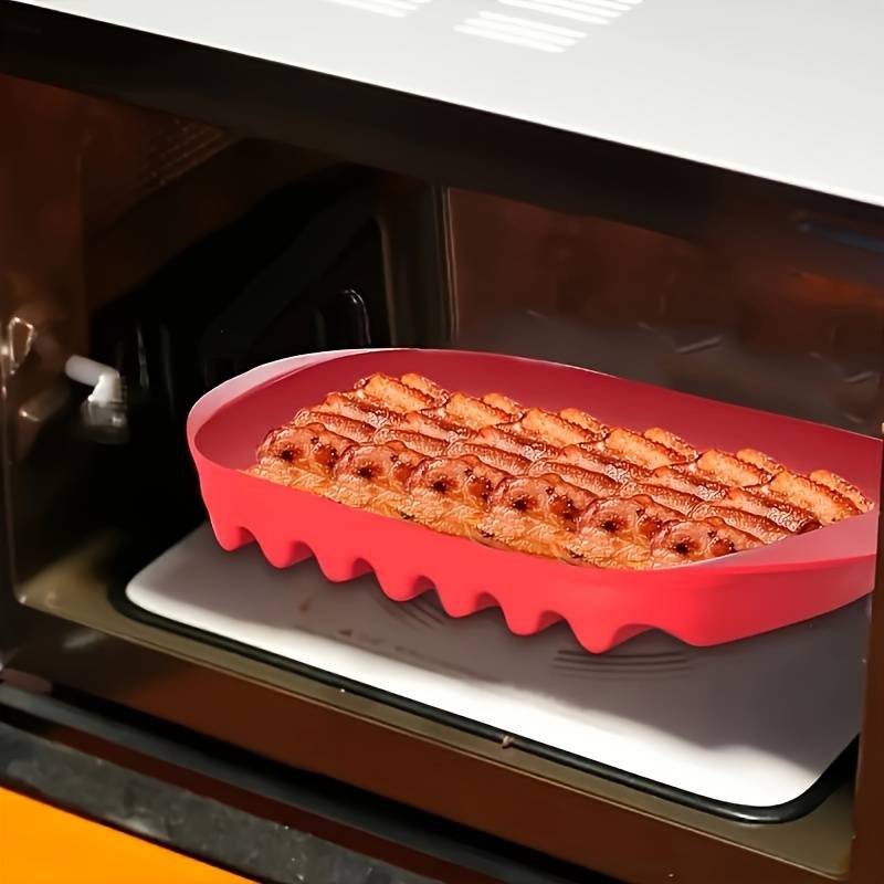 1set YUHUPHYLLIC Microwave Bacon Cooker with Lid PP Material Dishwasher Safe Splatter-Free B