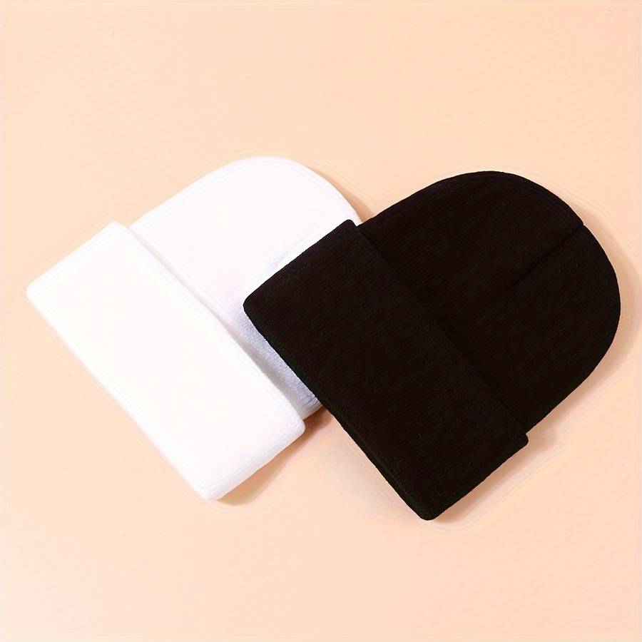 1pc joyful Embroidered Beanie Stretchy Adjustable Knit Skull Cap for Men Women Warm Cozy E