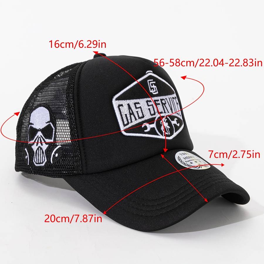 Gas Service Embroidered Logo Trucker Cap With Breathable Mesh Back A Casual Sunshade Hat For
