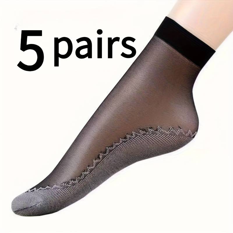 5 Pairs Grey One Size High Elastic Socks