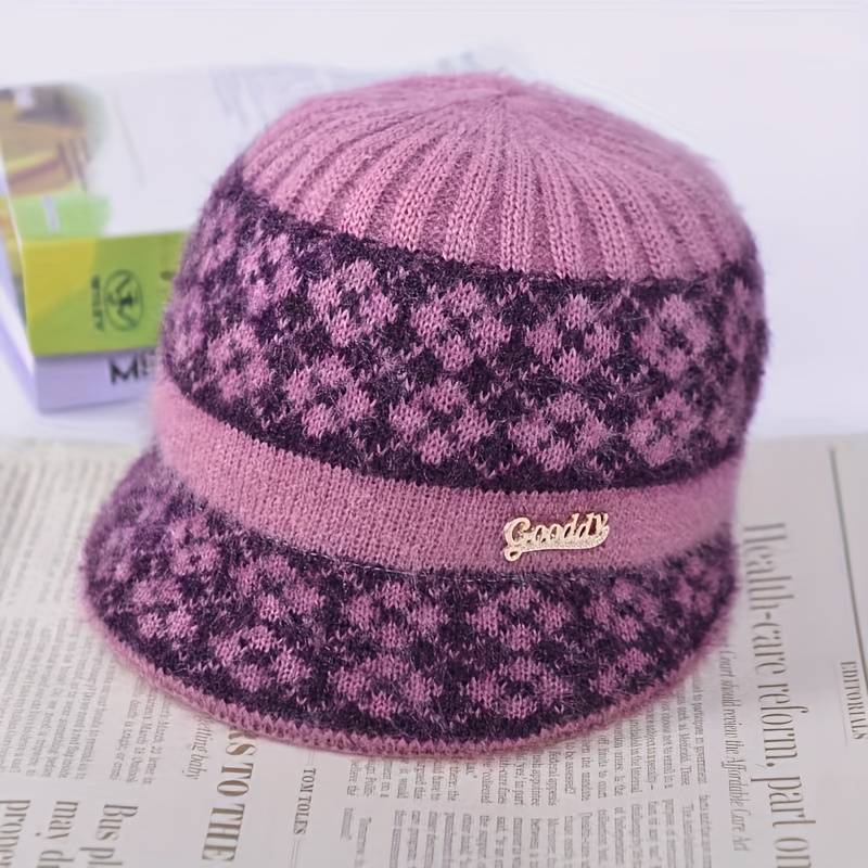 1pc Women'S Fashion Winter Knit Beanie Cap with Earflaps Comfortable Stretch Fleece-Lined Wa