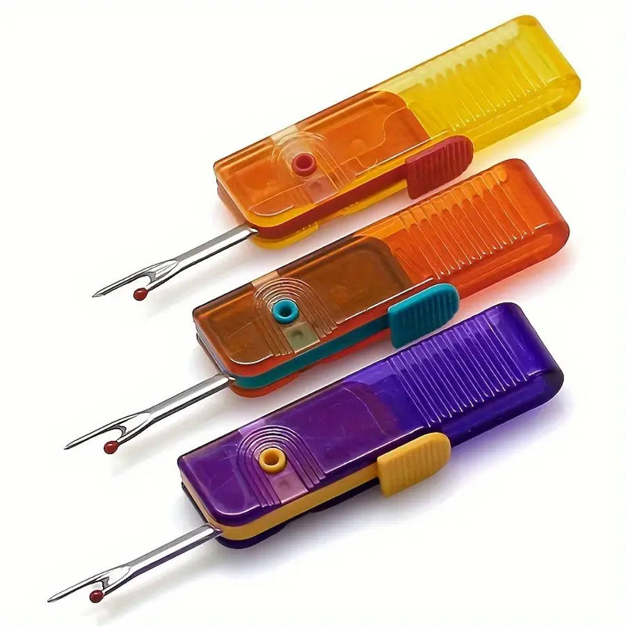 1pc Portable Foldable Seam Ripper Rotating Design for Easy Sewing Crafting, Compact Purple Yellow To