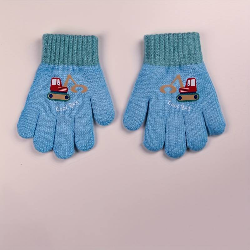 1 Pair Purple Thick Size 1 To 5 Years Old Warm Gloves