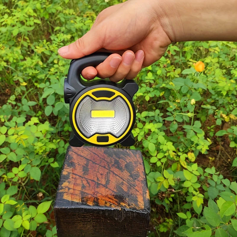 1pc Ultra-Bright LED COB Camping Lantern Portable AA Battery Powered Floodlight with Side Torch Matt