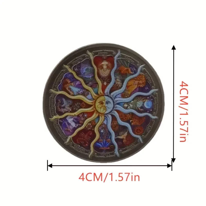 12 Zodiac Signs Colorful Coin with Capsule 40MM Wide