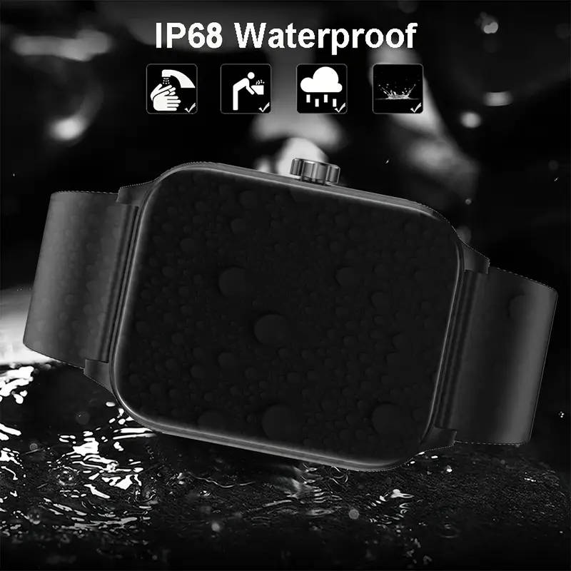 Men'S Smart Watch 4.7cm HD Full Touch Screen USB Rechargeable Silicone Strap Sports Style Pedometer
