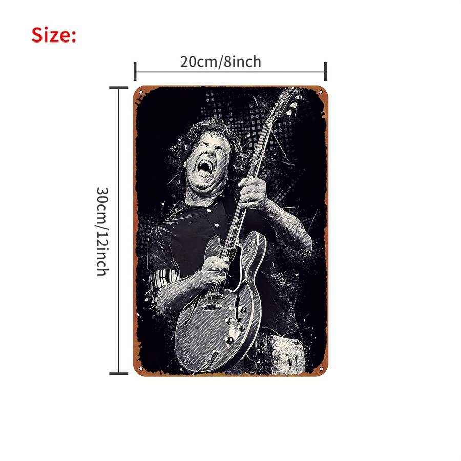 1pc Vintage-Inspired Gary Moore Guitar Metal Tin Sign Waterproof Weather-Resistant Universal Wal