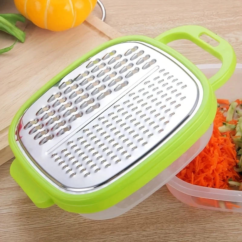 1Pc 3In1 Manual Vegetable Chopper Slicer And Grater Green Plastic French Fry Cutter