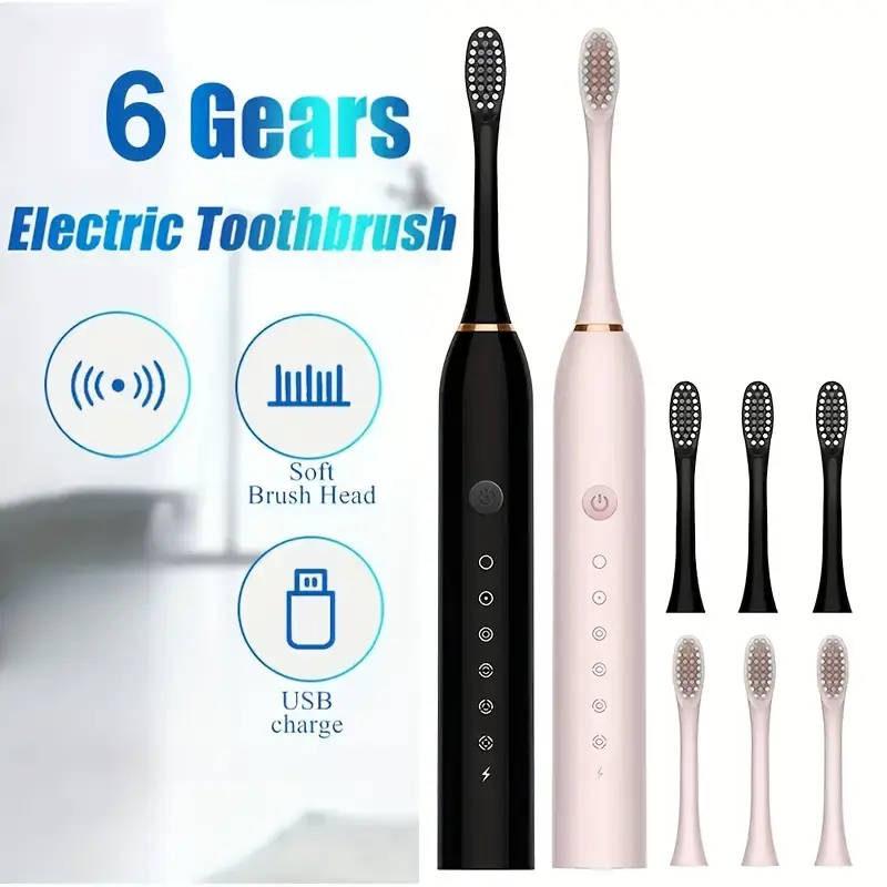 Advanced ultrasonic electric toothbrush with ultra-soft brush heads -White
