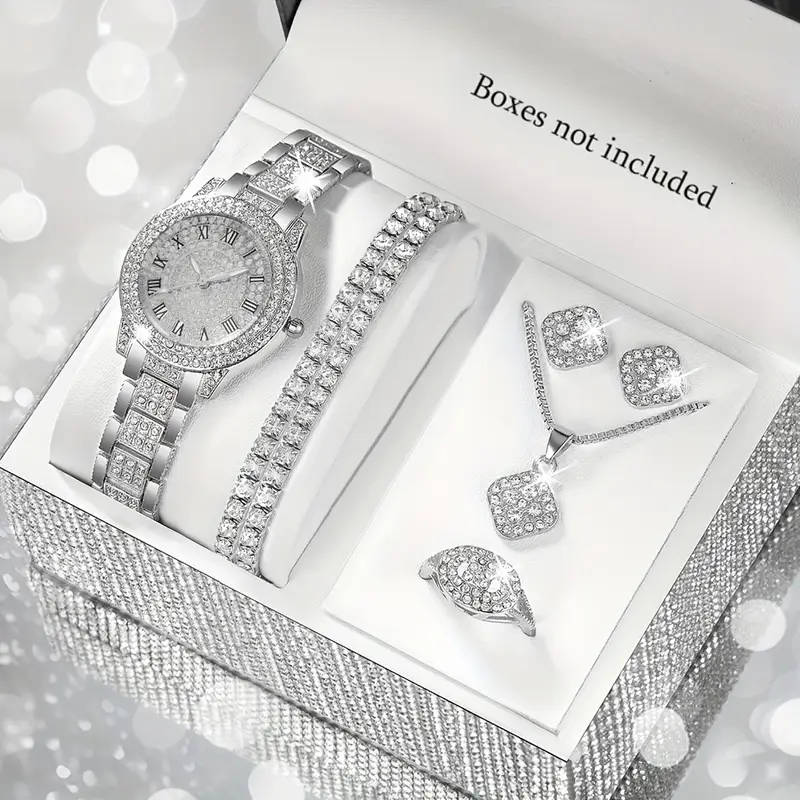 Elegant 1Piece Mscxdk Womens Round Quartz Watch And 6Piece Jewelry Set