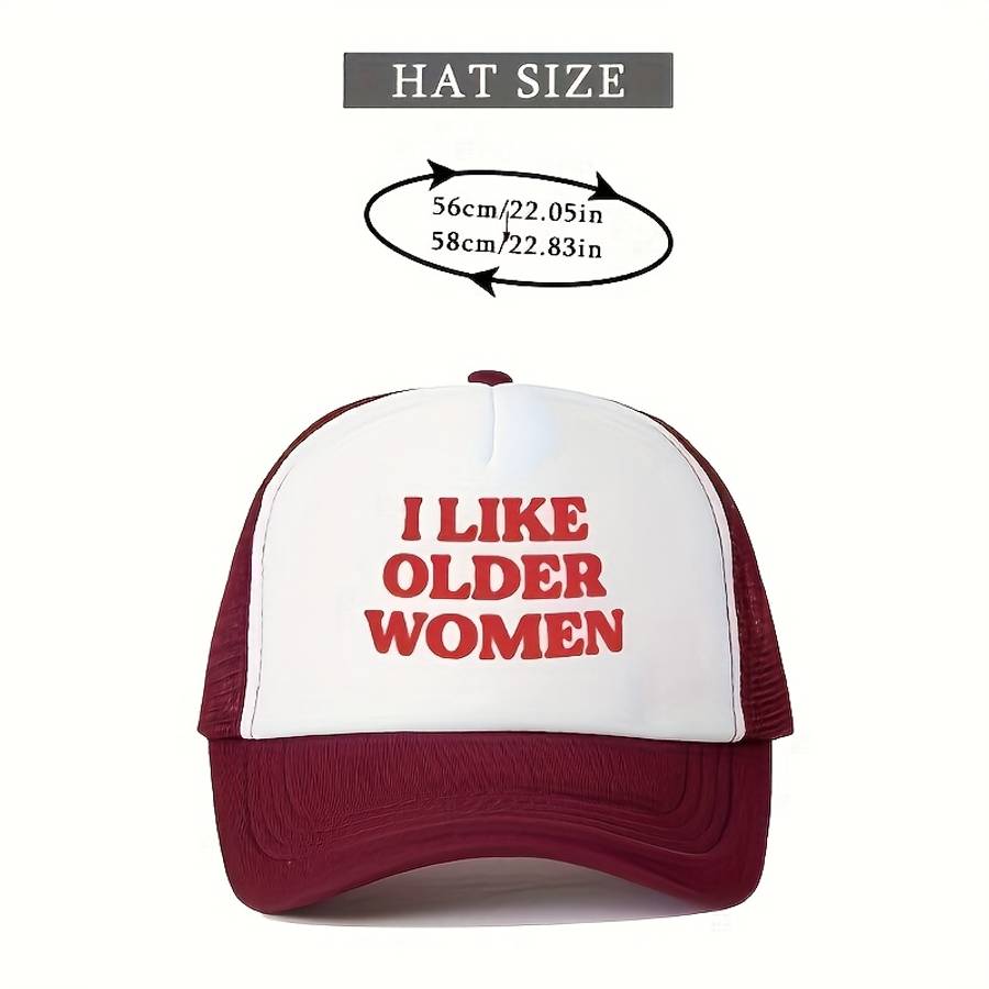 I Like Older Women Printed Baseball Cap Breathable Adjustable Mesh Trucker Hat