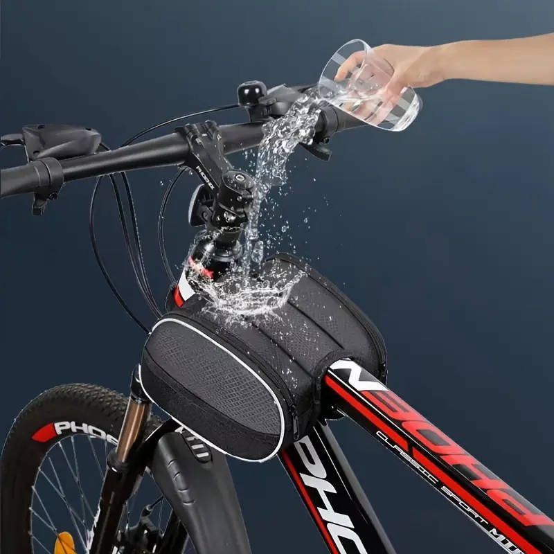1pc Adjustable Strap Denim Handlebar Bag for Mountain Bike Cycling Frame Pannier Dual Side Bicycle T