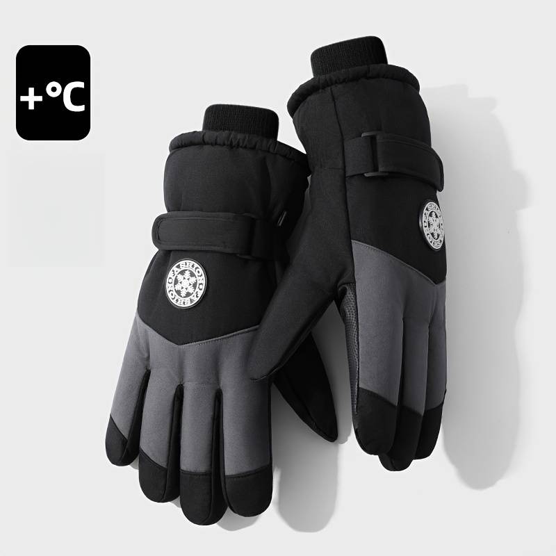 1 Pair Black And White Warm Gloves
