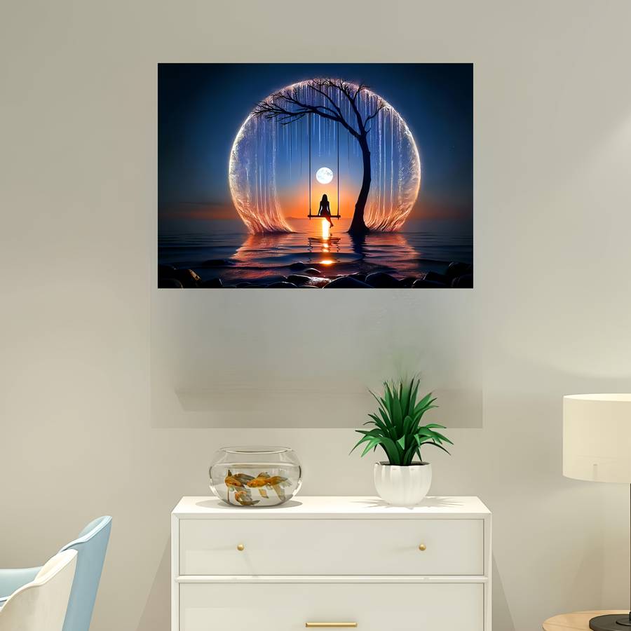 1000pcs of a Jigsaw Puzzle Featuring a Bright Moon Over The Sea a Challenging DIY Br