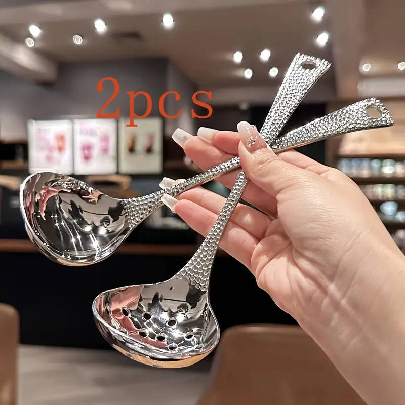 2-Pack Stainless Steel Hot Pot Spoon Soup Spoon Colander