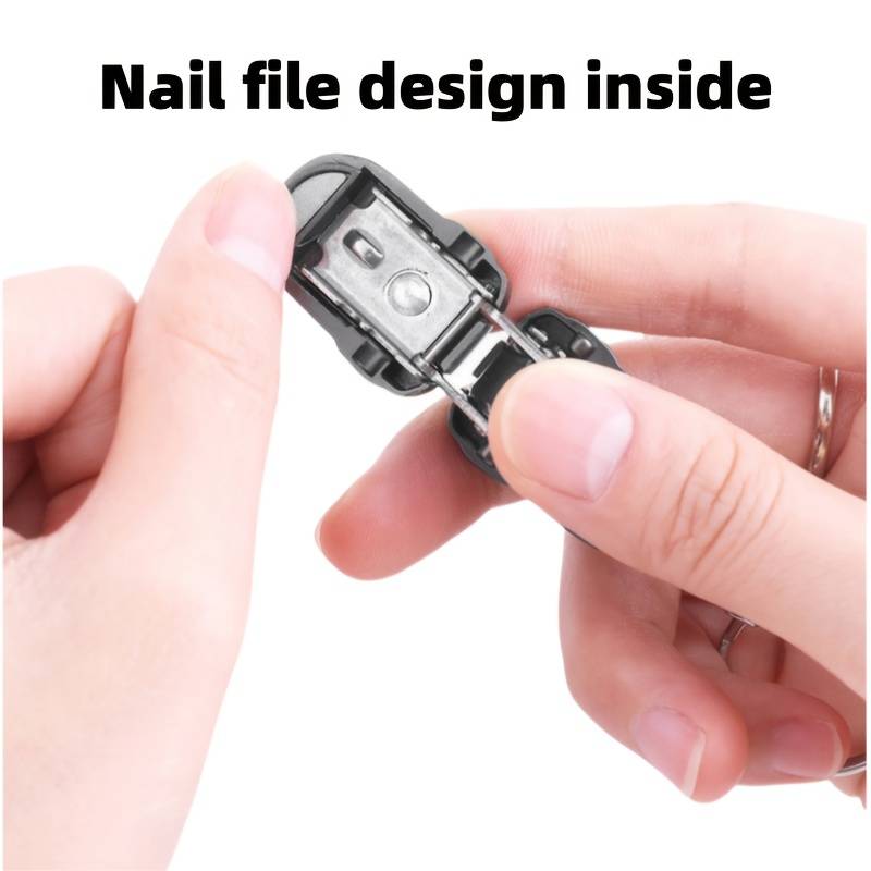 1pc Modern Stainless Steel Nail Clipper with Nail File Straight Blade Portable Clip-On Design