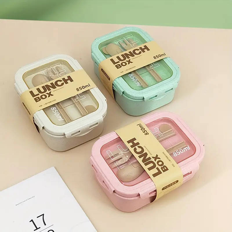 2 Pack Preppy Style Bento Box with Lunch Bag Set Microwave Safe Leakproof Lunch Containers Lightweig