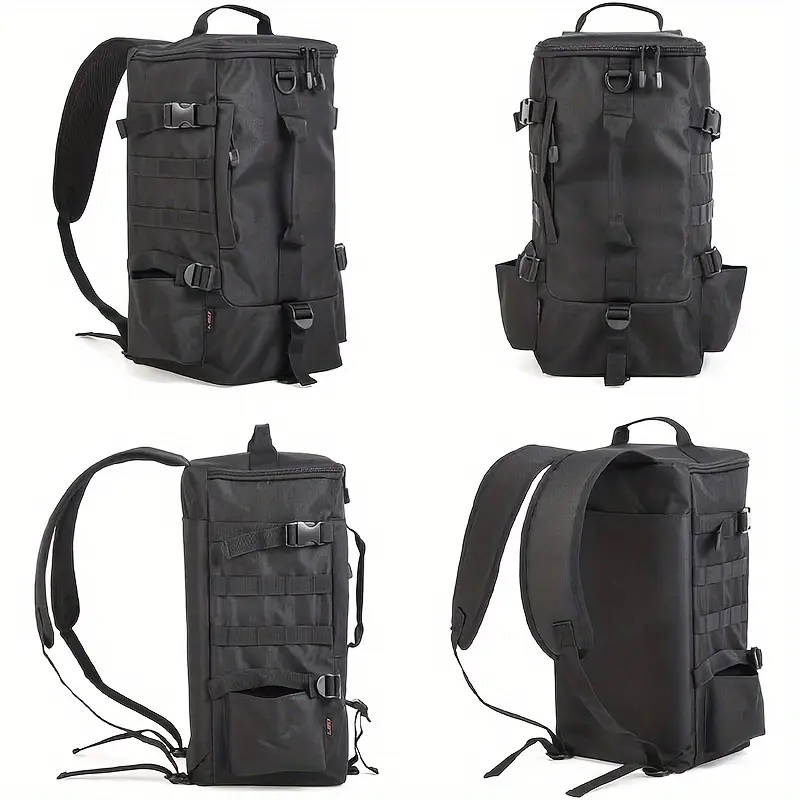 4.6 Gallon Black Fishing Backpack with Multiple Compartments