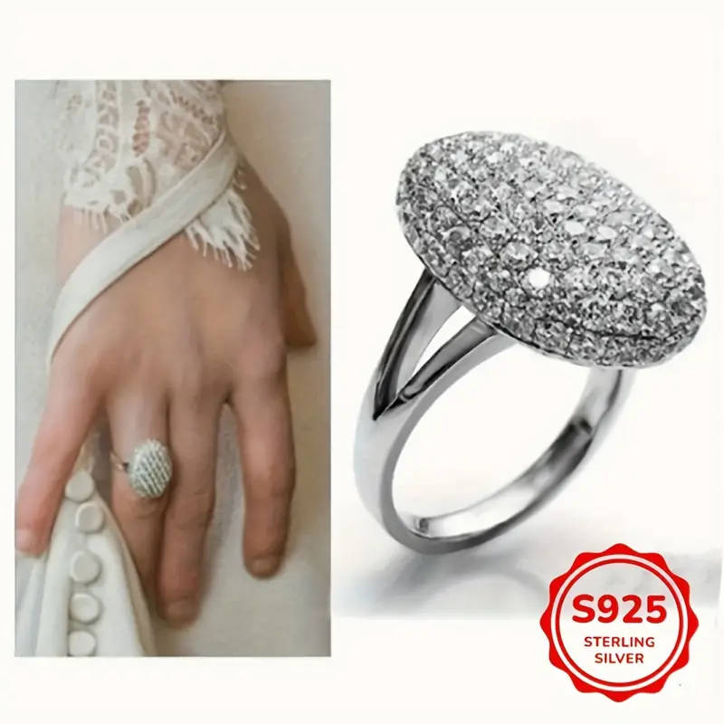 925 Sterling Silver Elegant Round Brilliant Cut Full Set Ring
