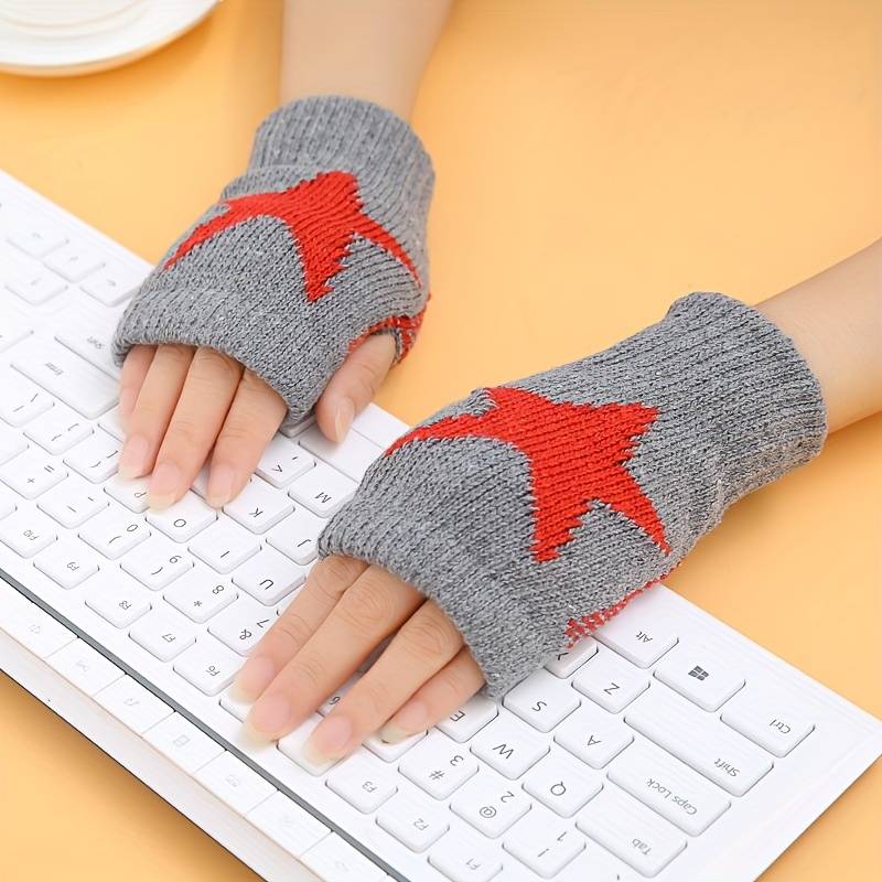 1 Pair Grey Warm Gloves