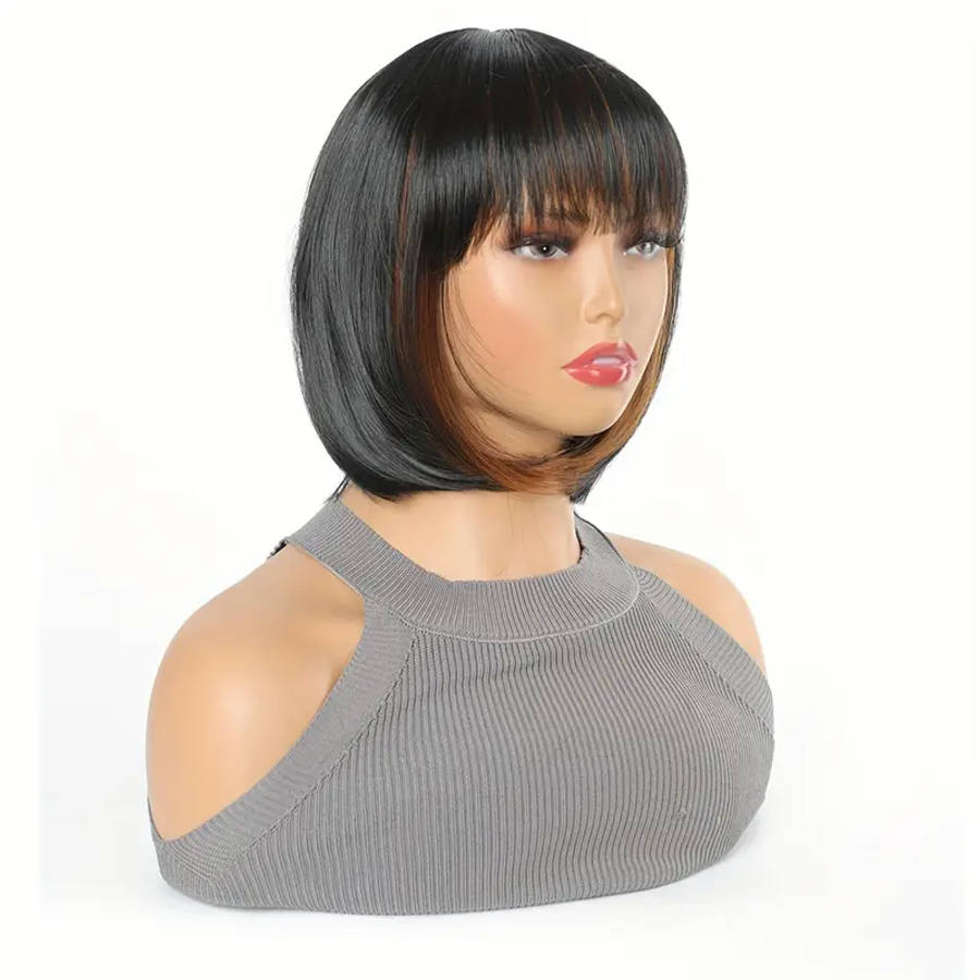 Woven Wigs Basic Black Short Bob Wig for Women, High Temperature Fiber