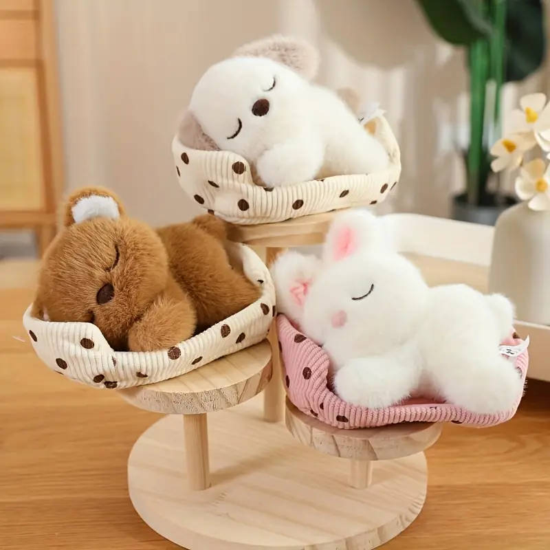 1pc Cute Animal And Bird Nest Plush Toy Rabbit