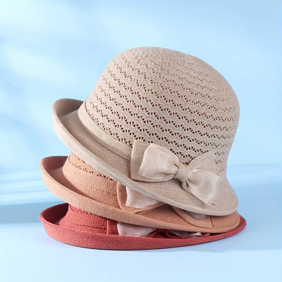 Elegant Women'S Fedora Sun Hat Stylish Versatile Sun Protection Polyester Hand-Washable