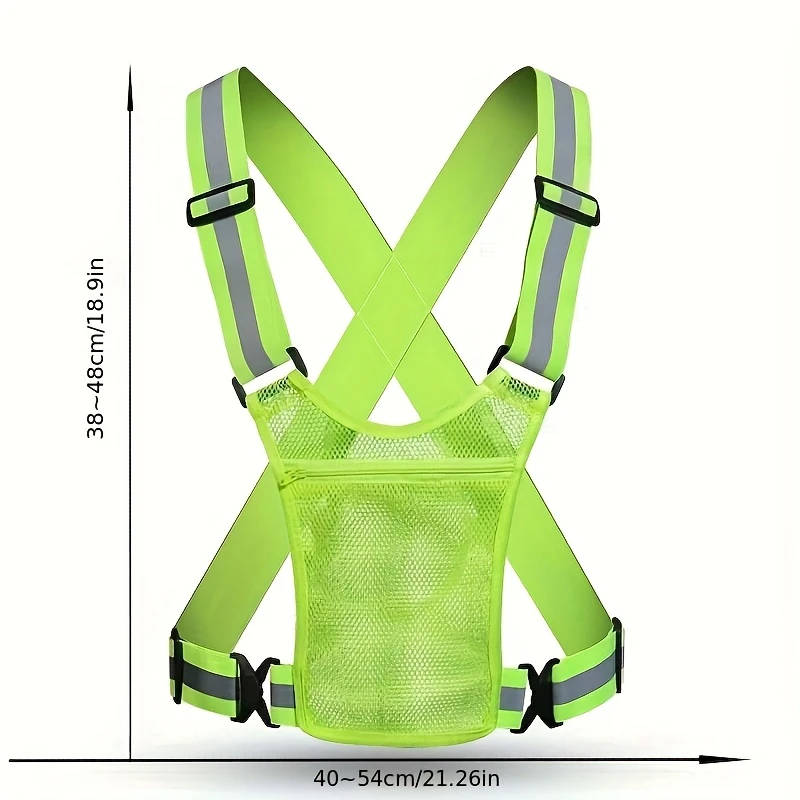 1pc Safety Reflective Vest Reflective Gallus High Visibility Reflective Safety Vest with Pocket Adju