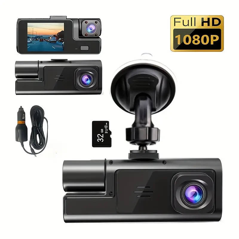 Integrated Dashcam with Front And Interior Cameras Featuring HD 1080P Loop