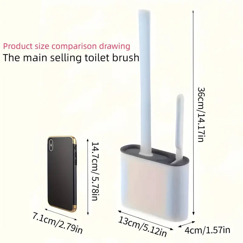 1 Set Of 2 Toilet Brushes And 1 Toilet Seat Wall-Mounted Toilet Brush Silicone Soft Toilet Brush Hea
