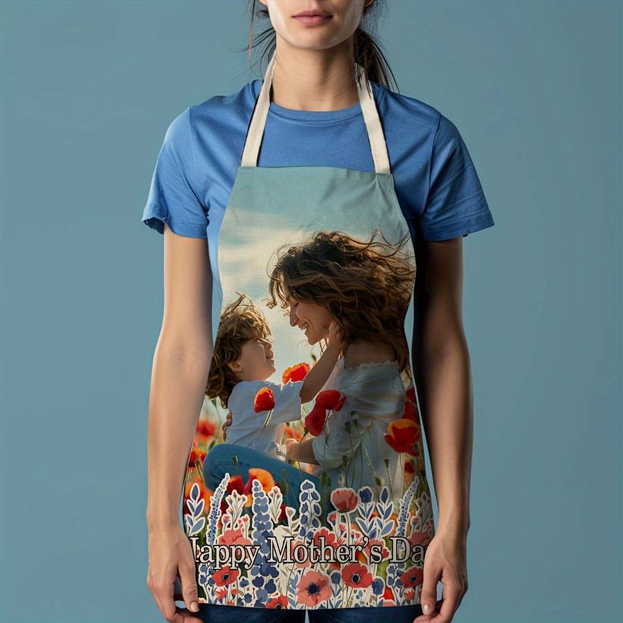 1pc Custom Photo Apron Personalized Kitchen Dining Wear for Mother's Day Birthdays Anniversar
