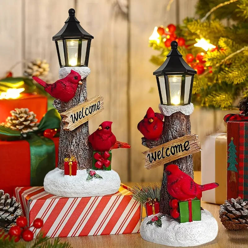 Cardinal Christmas Statue with LED Lights 1pc