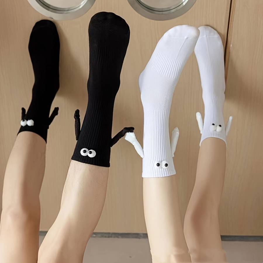 2 Pairs Black One Size High Elastic Socks