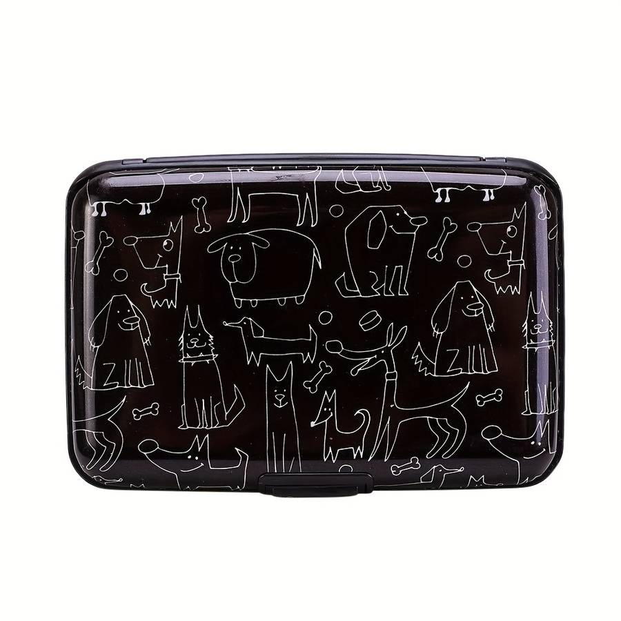 1pc RONG REN HUI Modern Egyptian-Inspired Line Art RFID Blocking Aluminum Wallet Compact Metal Ca