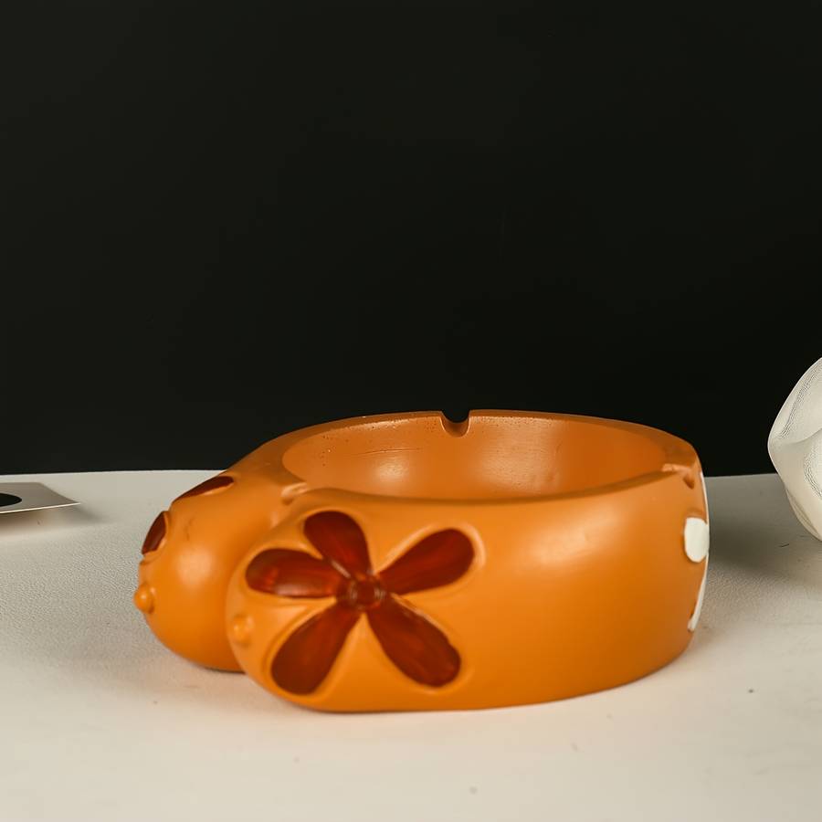 1pc Creative Resin Chest Ashtray with Floral Design Unique Home Decor for Living Room Deskto