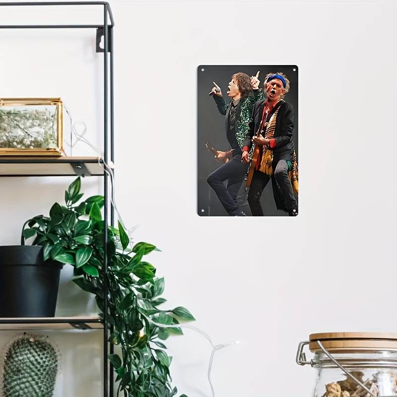 1pc Vintage Rolling Stones Band Metal Poster 20.32x30.48 cm Tin Sign with Iconic Mick Jagger Gu