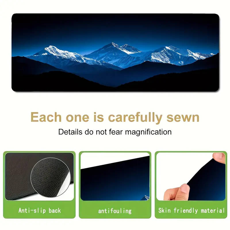 1pc 30x60cm Rugged Snow Mountain Rubber Non-Slip Mouse Pad Office Desk Accessory