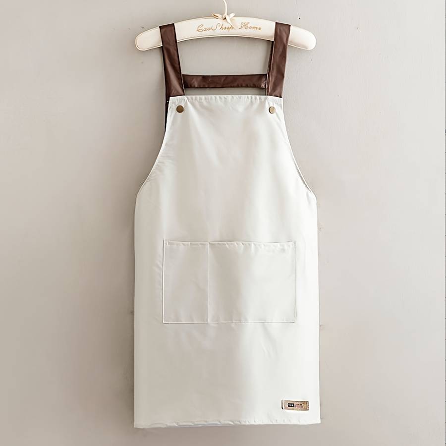 1pc Kitchen Apron with Large Pocket Adjustable Neck Strap Durable Polyester for Cooking B